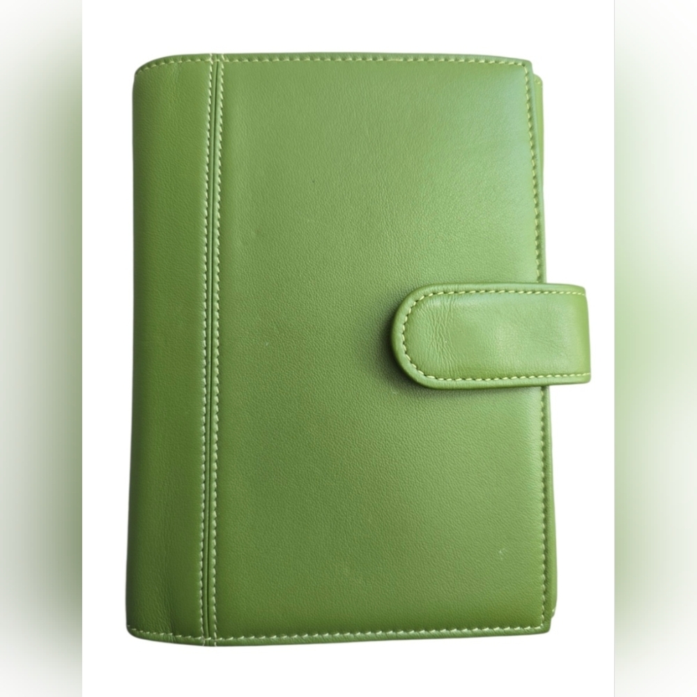 NWOT Levenger Soft Leather Folio PDA Wallet Planner Organizer Tri-Fold in Spruce